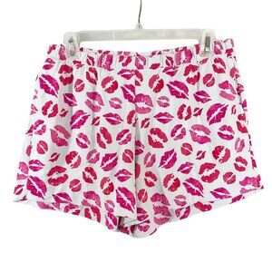 Ibkomfortable Ibkul White Pink Lip Print Pull On Shorts UPF 50+ Quick Dry MEDIUM